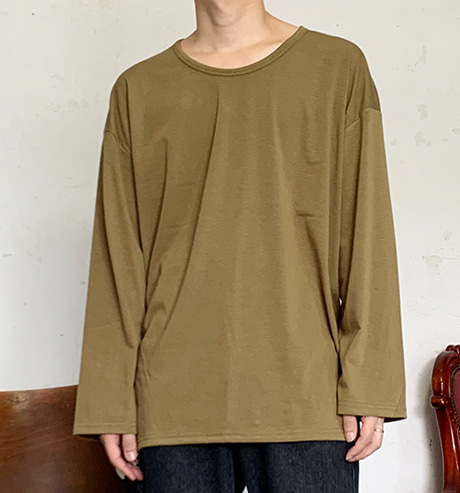 [기획/1+1] Over Fit U-neck Basic T-shirt (Khaki/3color)