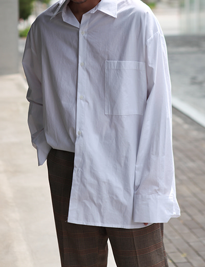 오버롱핏 퍼펙트 포켓셔츠 (White/4color)