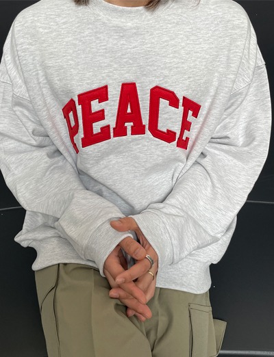 (3color/unisex) Peace Patch Loose Crew Sweater